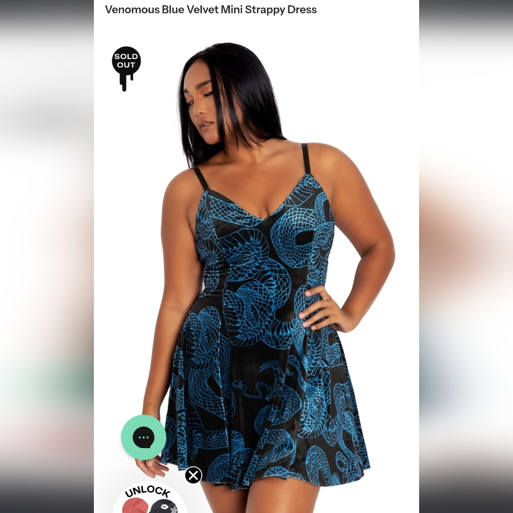 Blackmilk Venomous Blue Velvet Mini Strappy Dress Size XL Black Whimsigoth - Picture 2 of 14